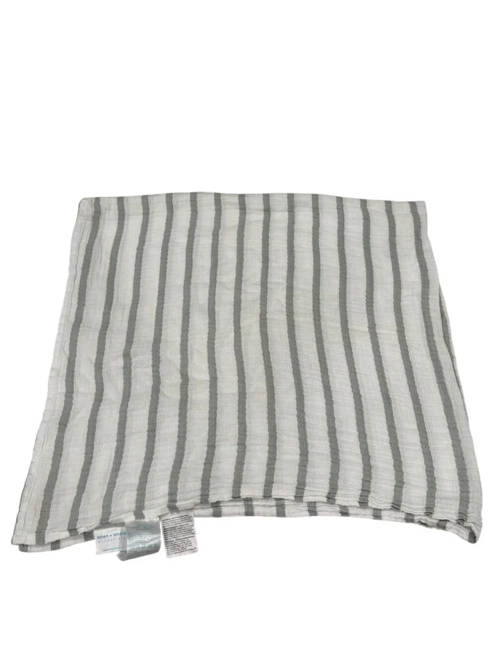 Aden + Anais Muslin Baby Swaddle Blanket Gray White Stripe 38x42